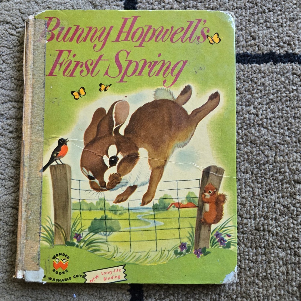 Vintage Wonder Books Bunny Hopwells First Spring Hardcover Childrens Book